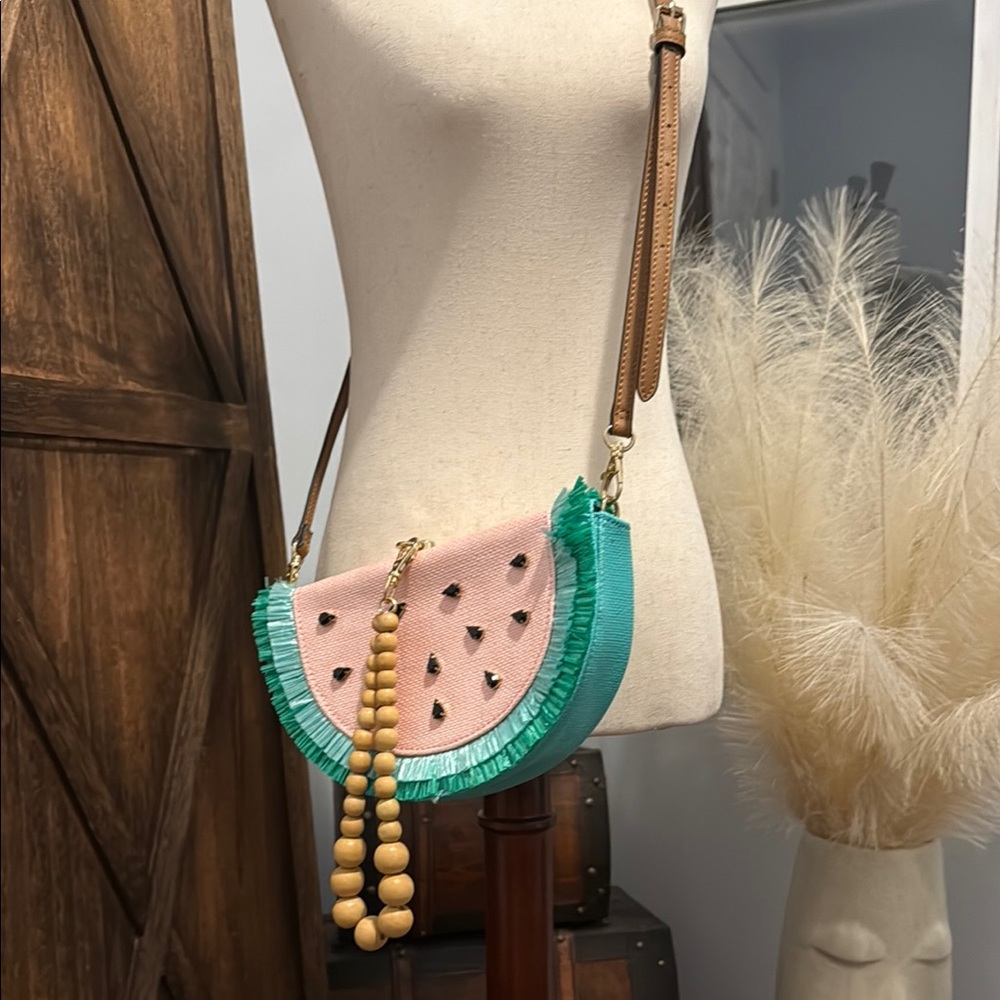 Watermelon Crossbody Bag with Beaded Strap